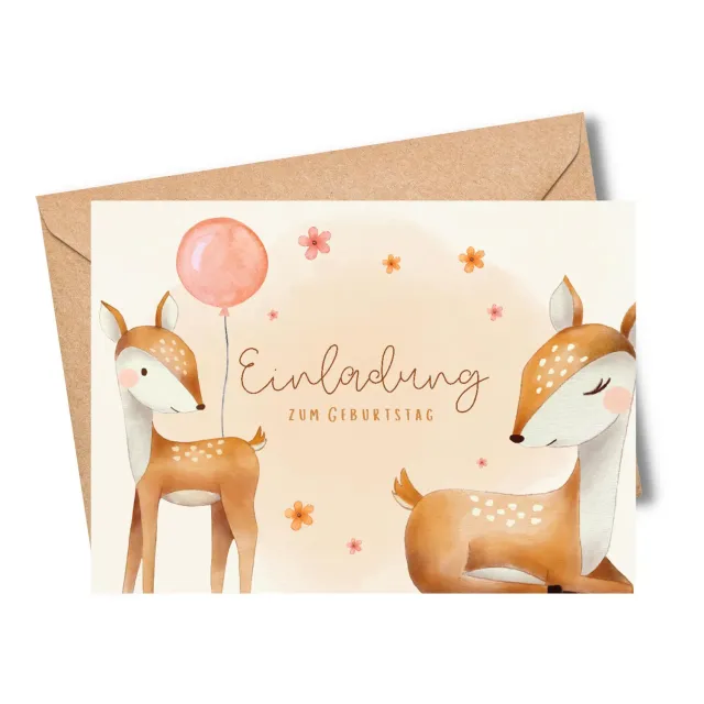 MeinBaby123 Süße Tiere Einladungskarten Kindergeburtstag 10er