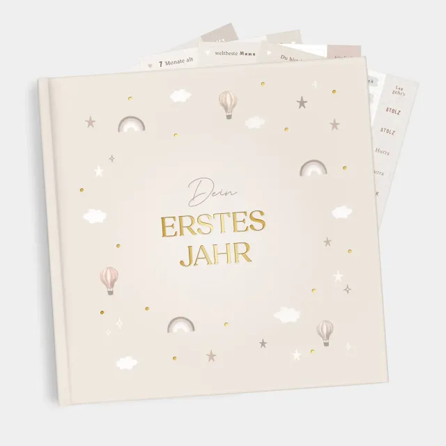 MINTKIND Dein erstes Jahr Babytagebuch Beige 164 Sticker