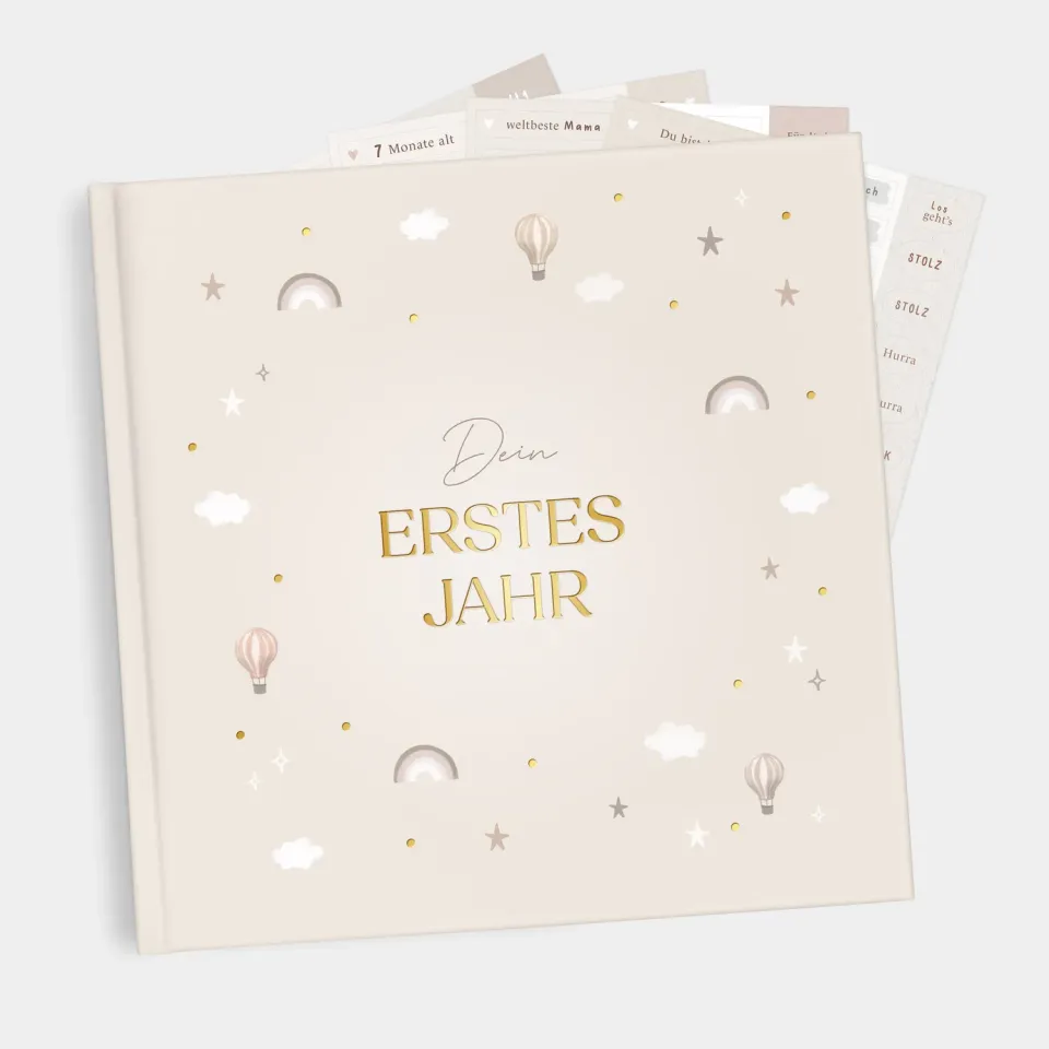 MINTKIND Dein erstes Jahr Babytagebuch Beige 164 Sticker