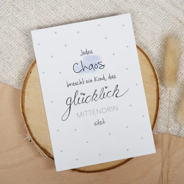 MINTKIND Jedes Chaos braucht ein Kind Postkarte DIN A6