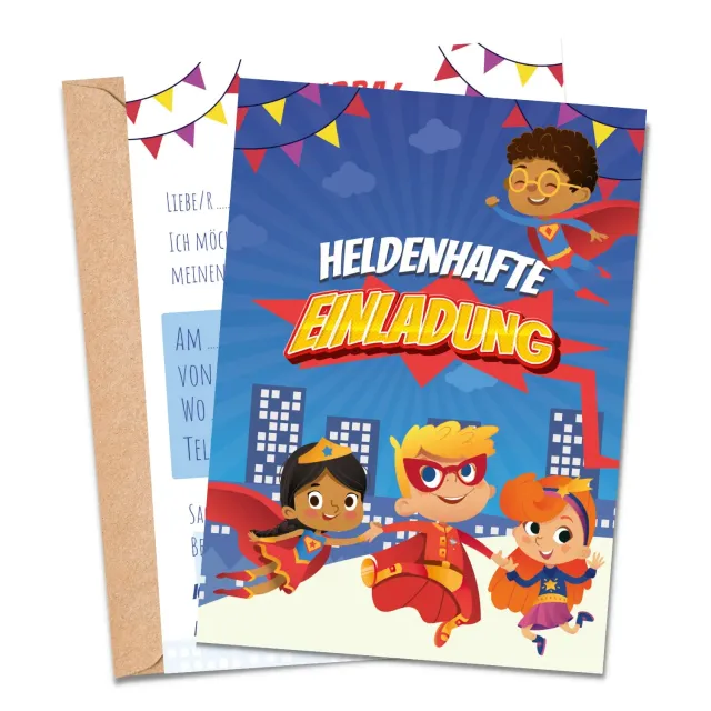MeinBaby123 Superhelden Einladungskarten 10 Stück