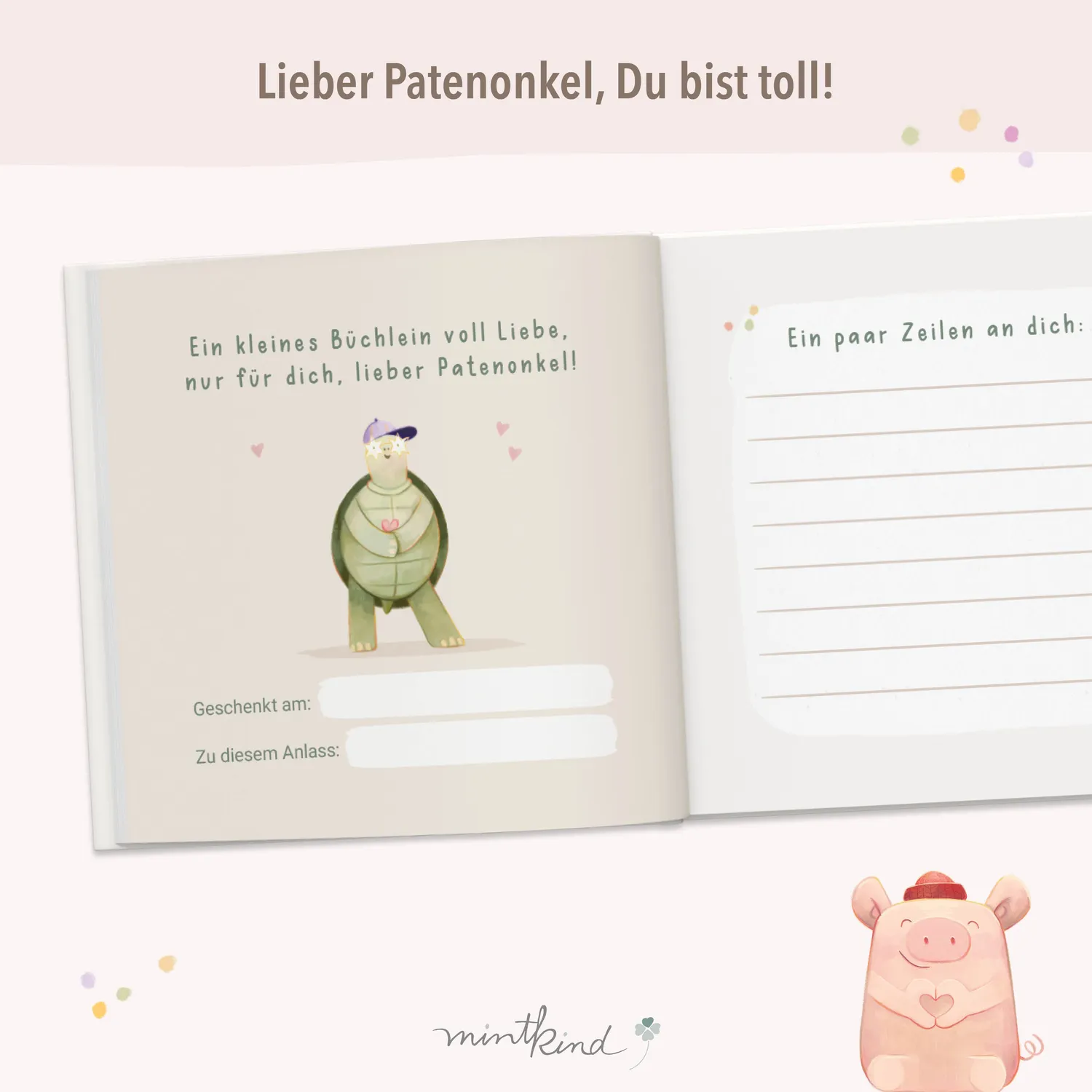MINTKIND Lieber Patenonkel Du bist toll Geschenkbuch zum Ausfüllen