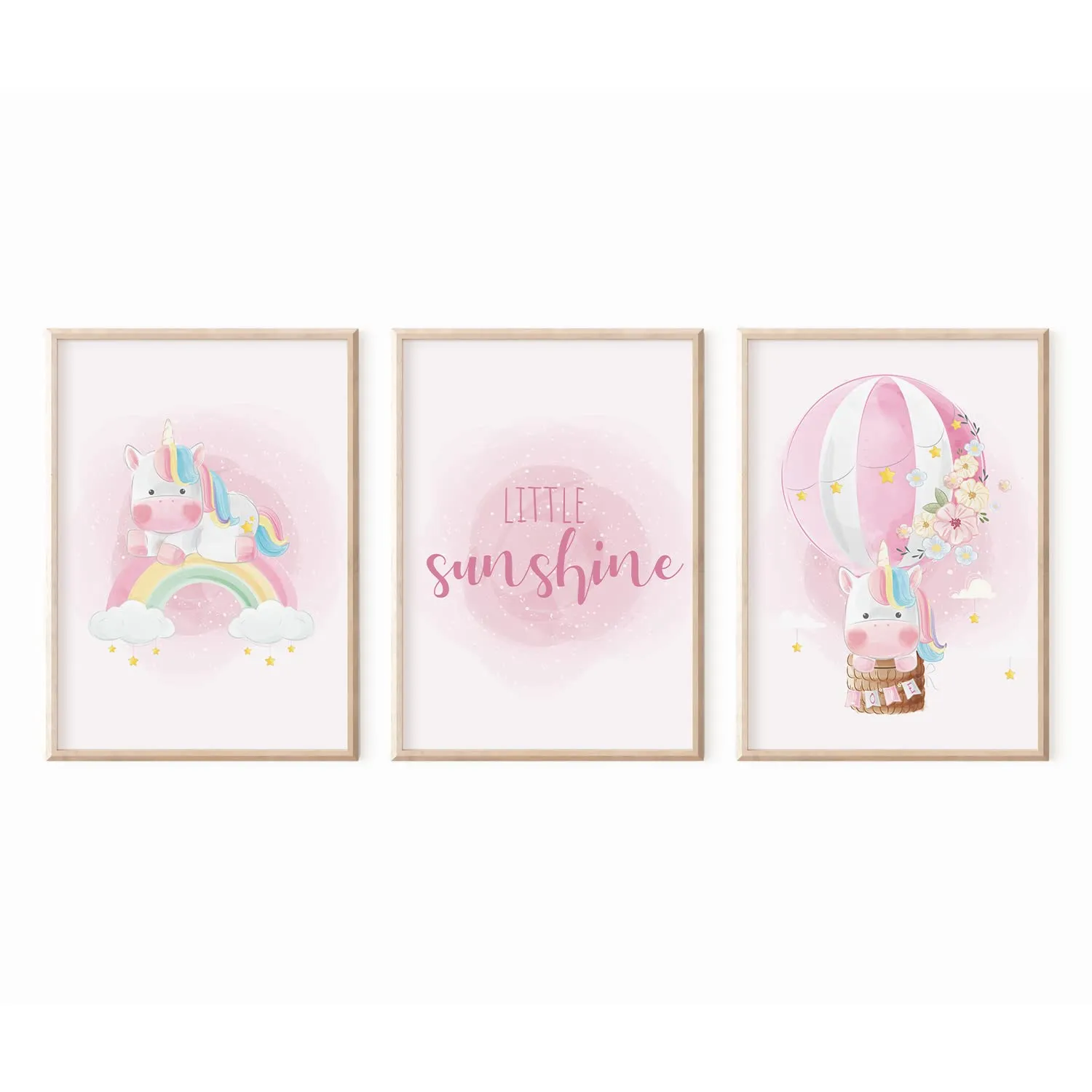 MeinBaby123 Kinderzimmerposter 3er Set A4 Poster Einhorn matt