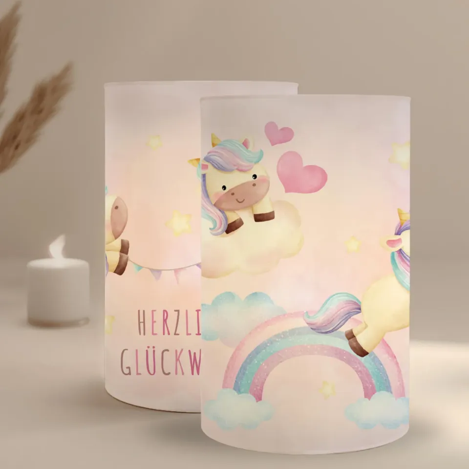 MeinBaby123 Einhorn Windlicht Tischdeko 10 Stück Transparentpapier