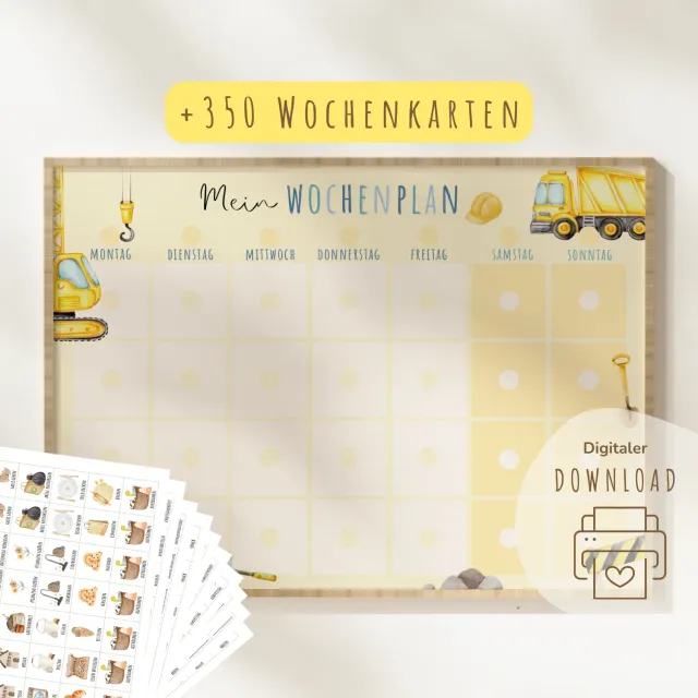 MeinBaby123 Bagger Wochenplan Kinder Montessori PDF Ausdruck