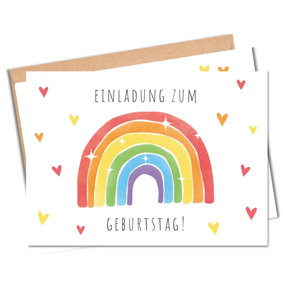 MeinBaby123 Regenbogen Einladungskarten 10er mit Umschlägen