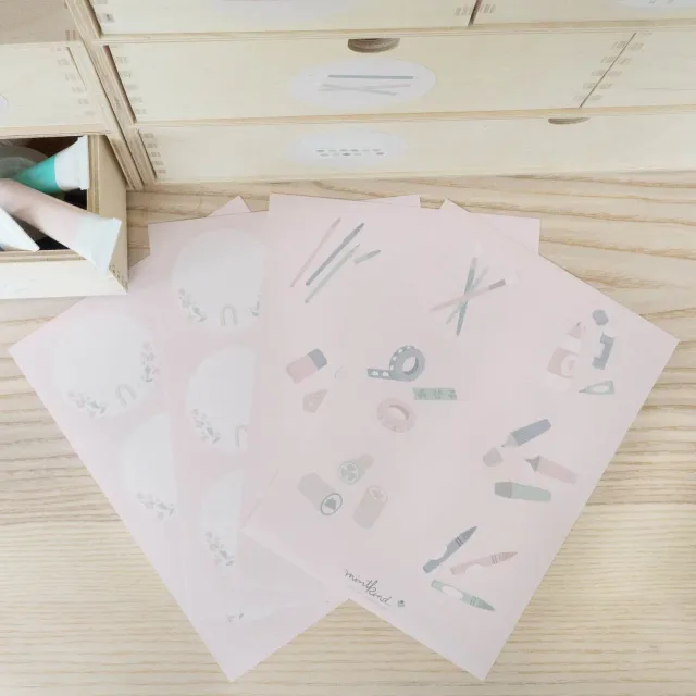 MINTKIND Ordnungssticker Schreibtisch Sticker-Set Rosa A5