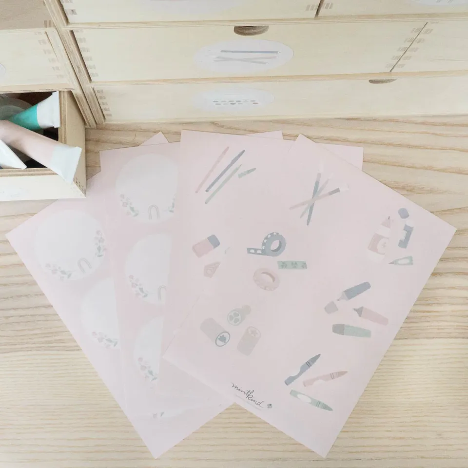 MINTKIND Ordnungssticker Schreibtisch Sticker-Set Rosa A5