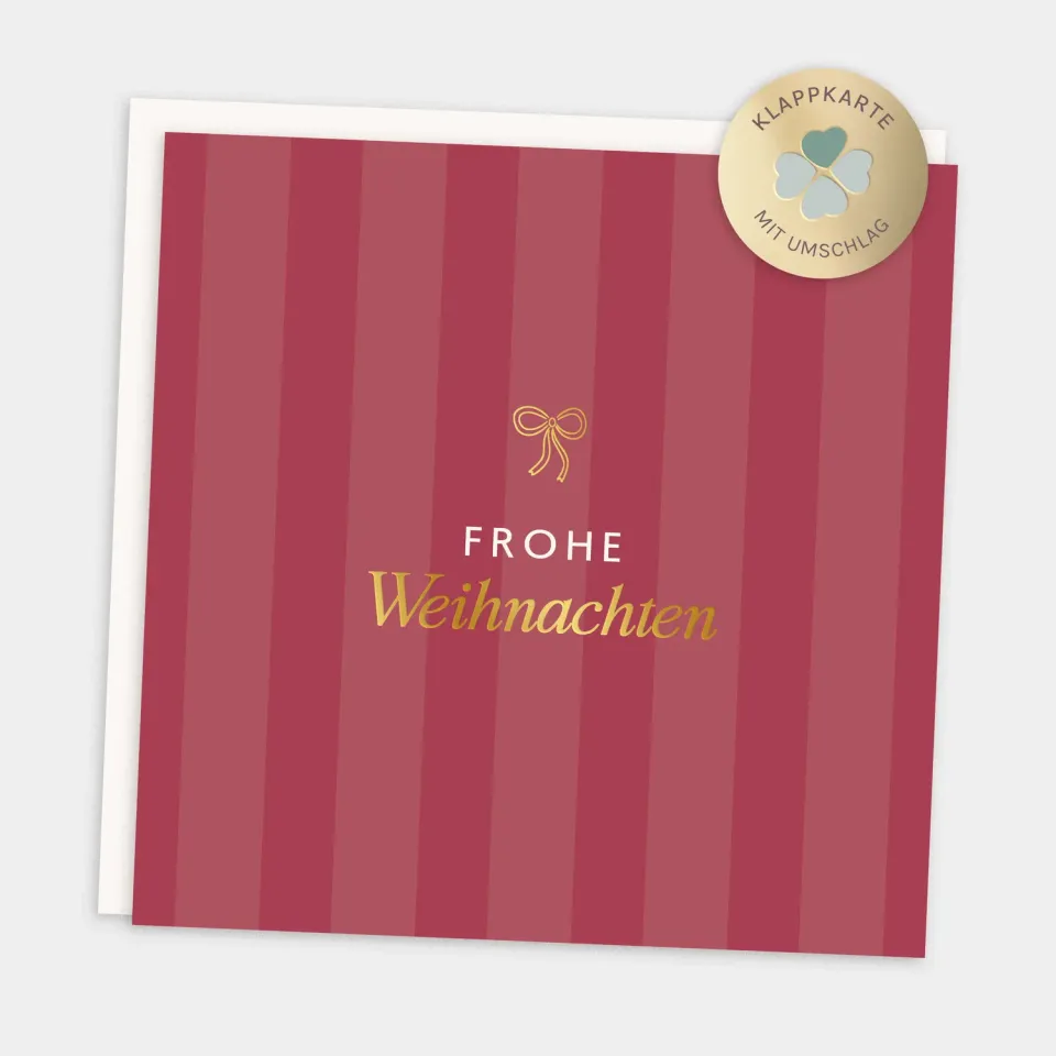 MINTKIND Frohe Weihnachten Klappkarte Rot mit Umschlag