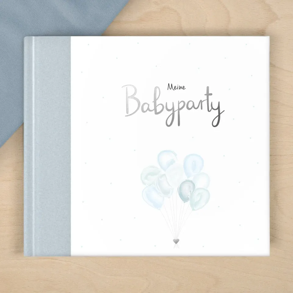 MINTKIND Meine Babyparty Gästebuch blau Leinen