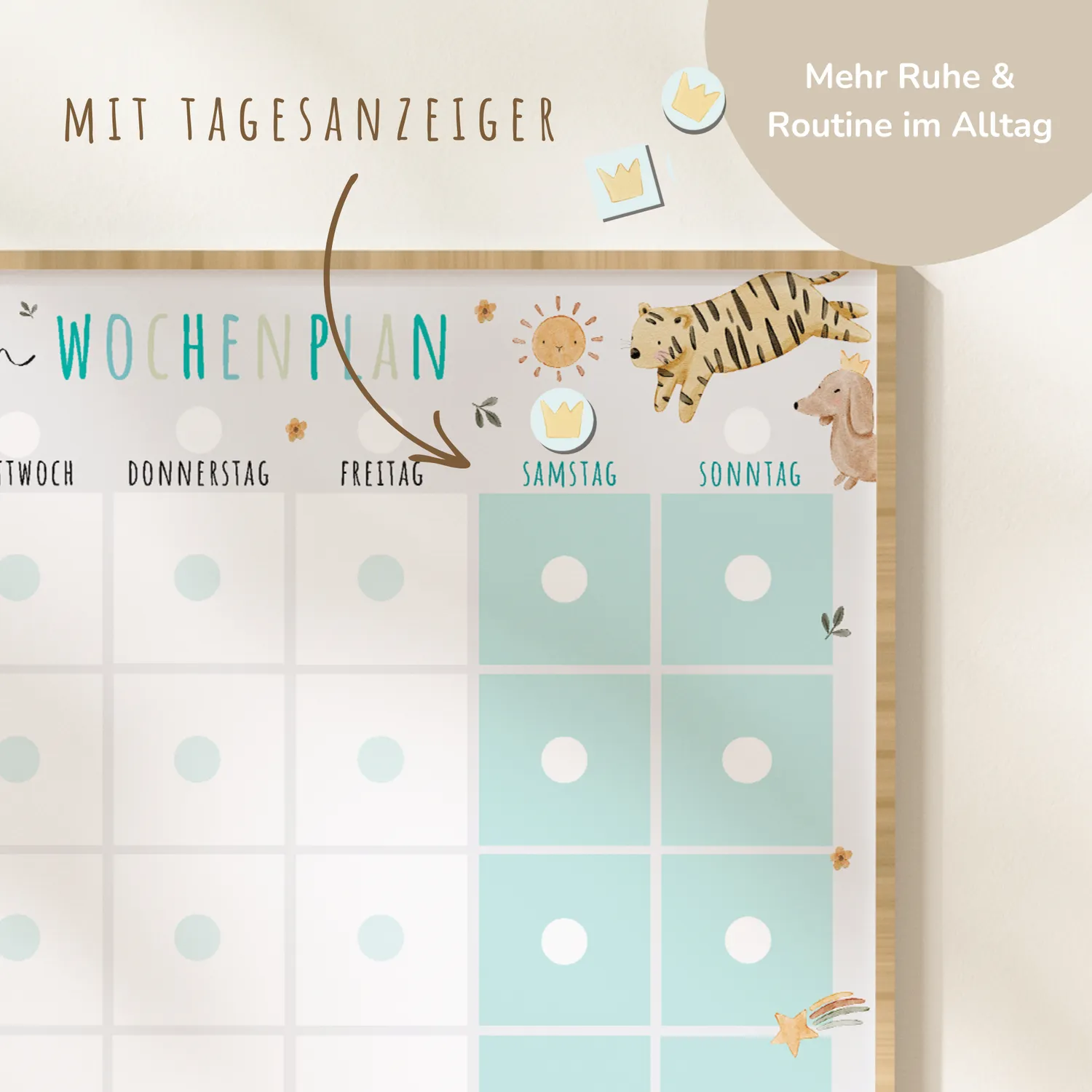 MeinBaby123 Montessori Wochenplan Kinder Boho PDF zum Ausdrucken