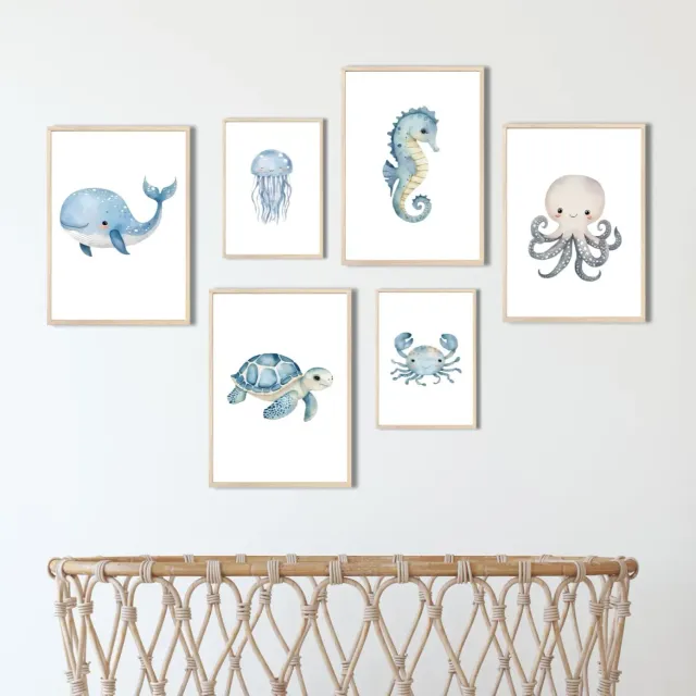 MeinBaby123 Unterwasserwelt Poster 6er Set A4 & A5 matt