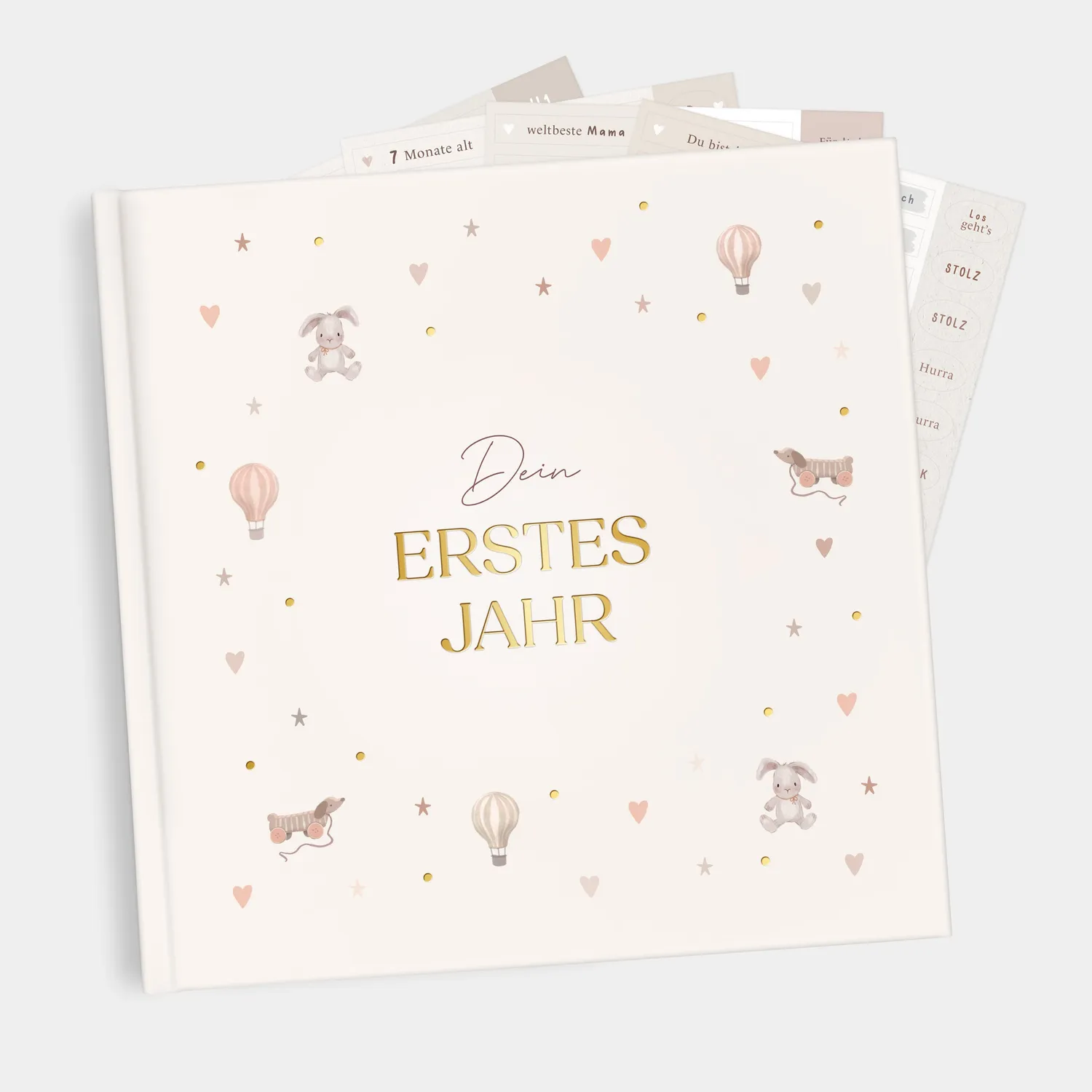 MINTKIND Dein erstes Jahr Babytagebuch Beige 164 Sticker