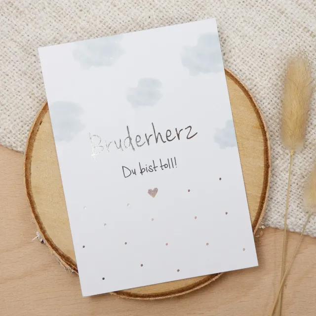 MINTKIND Postkarte Silber Bruderherz DIN A6