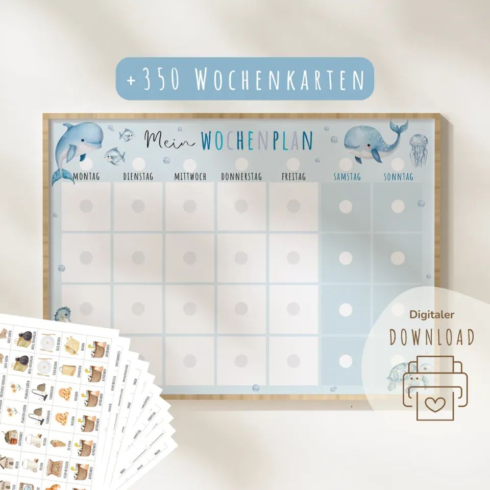 MeinBaby123 Wochenplan Montessori Plan Ausdrucken Delfin Wal PDF