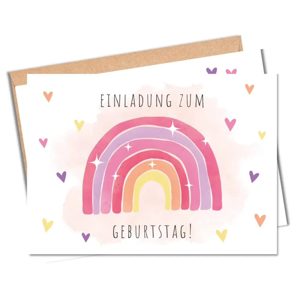 MeinBaby123 Regenbogen rosa Einladungskarten Kindergeburtstag 10er Set