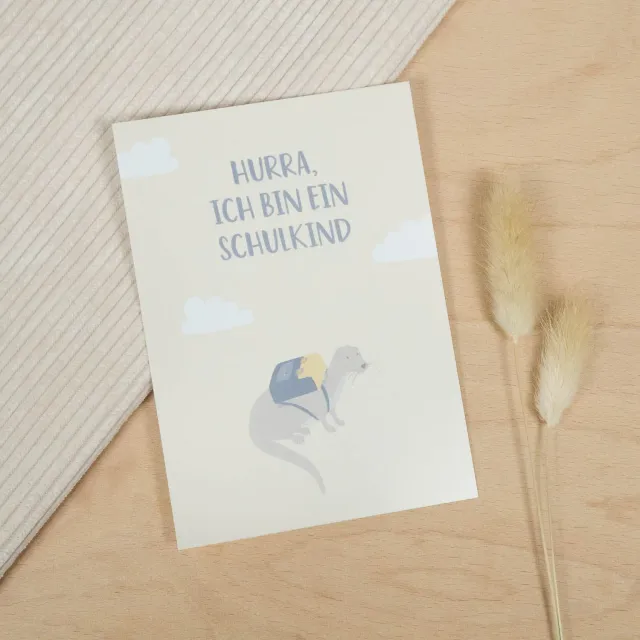 MINTKIND Hurra ich bin ein Schulkind Postkarte Natur