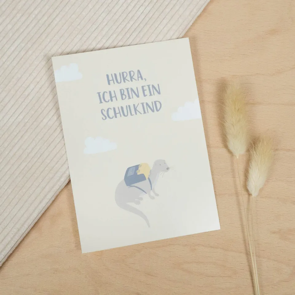 MINTKIND Hurra ich bin ein Schulkind Postkarte Natur