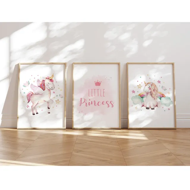 MeinBaby123 Kinderzimmerposter 3er Set A4 Einhorn Fee