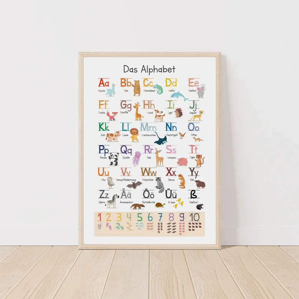 MeinBaby123 Tiere Lernposter A2 ABC Schulausgangsschrift