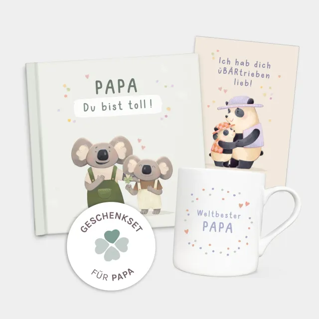 MINTKIND Geschenk Set Papa Geschenkset mit Buch und Tasse
