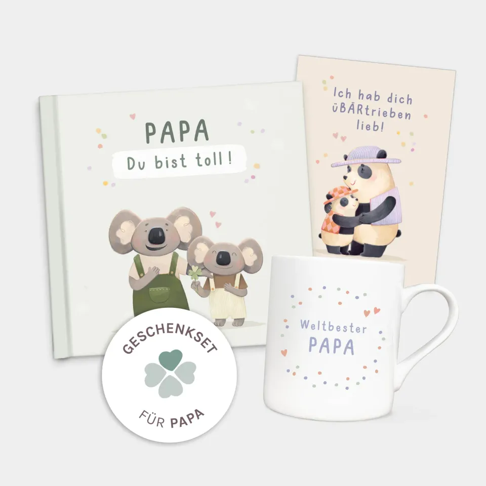 MINTKIND Geschenk Set Papa Geschenkset mit Buch und Tasse