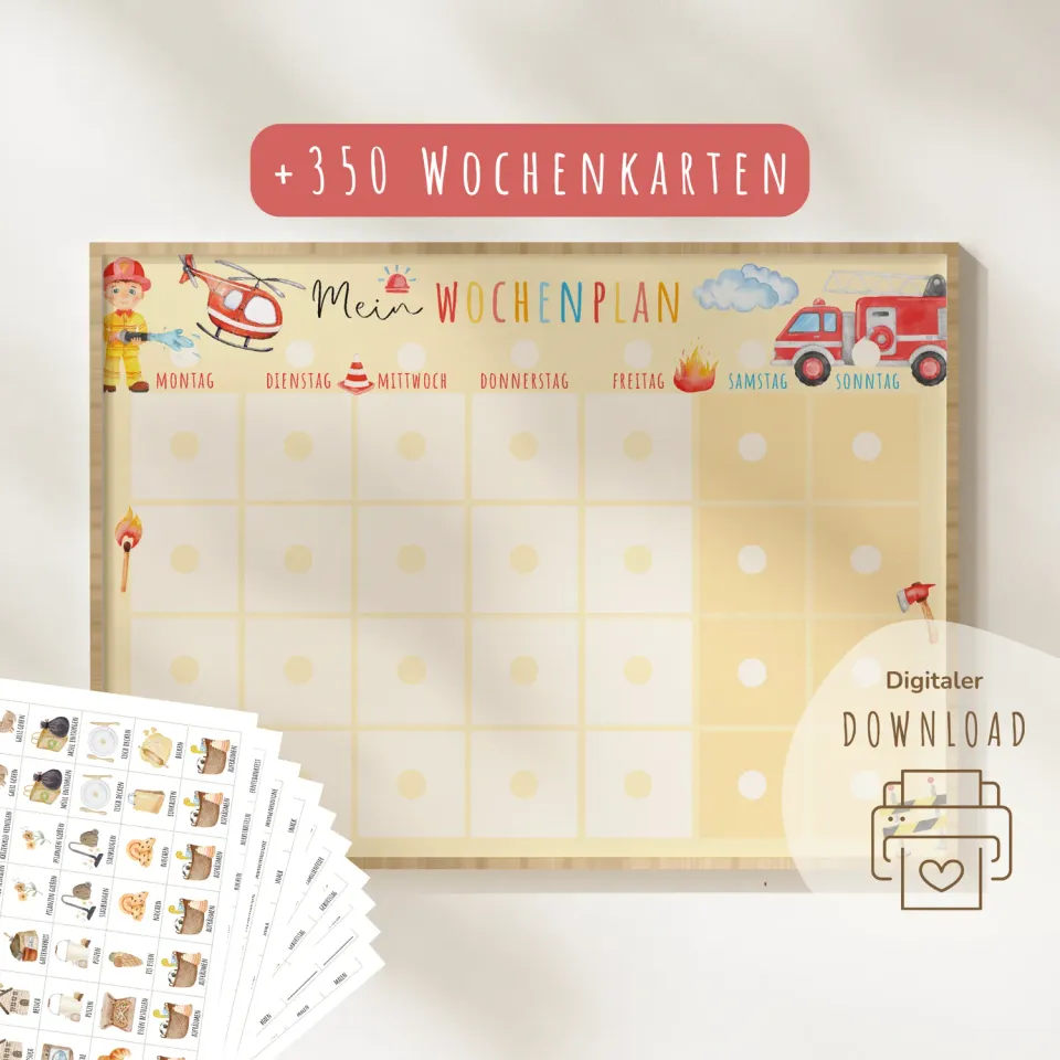 MeinBaby123 Feuerwehr Wochenplan Montessori PDF Ausdruck