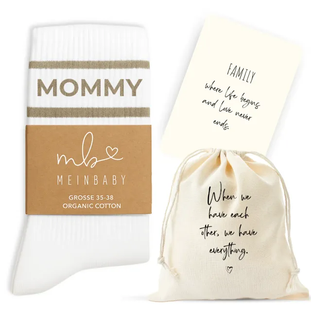 MeinBaby123 Mommy Retro-Socken Beige Bio-Baumwolle Gr. 35-38 Geschenkset