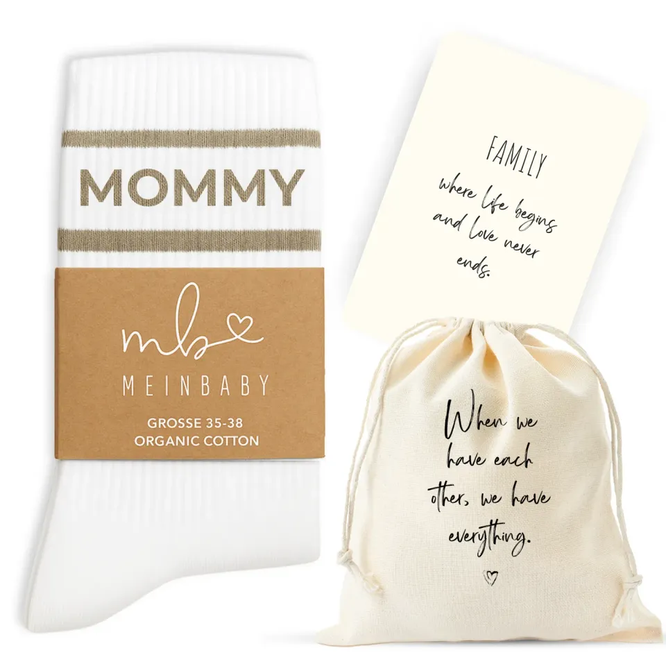 MeinBaby123 Mommy Retro-Socken Beige Bio-Baumwolle Gr. 35-38 Geschenkset