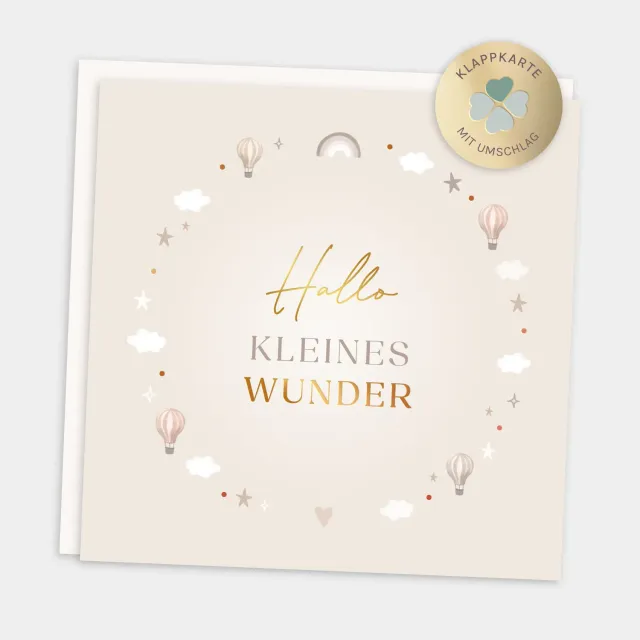 MINTKIND Hallo kleines Wunder Glückwunschkarte Beige Gold