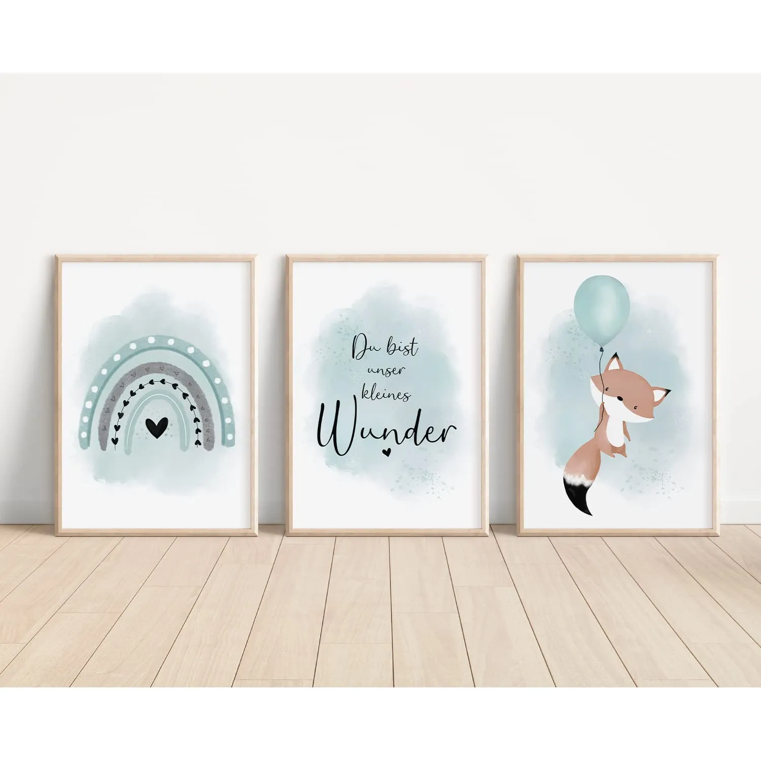 MeinBaby123 Fuchs & Luftballon Poster 3er Set A2 mint