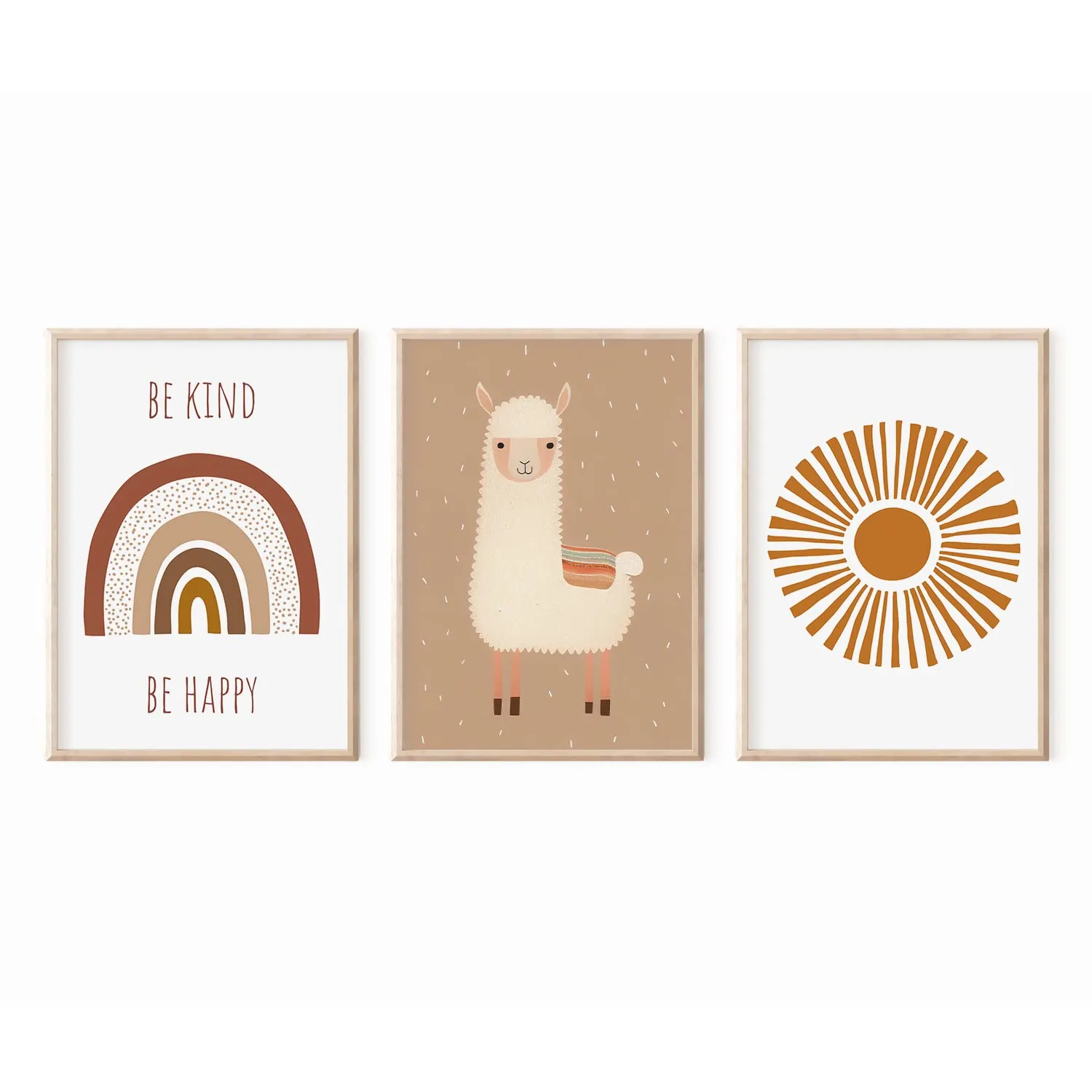 MeinBaby123 Alpaka & Sonne Poster 3er Set A2 Boho