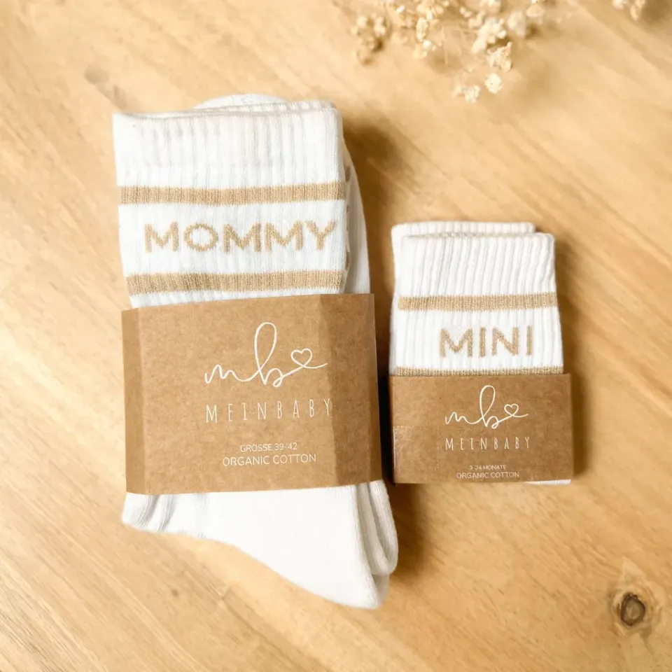 MeinBaby123 Mommy & Mini Socken Set beige Retro