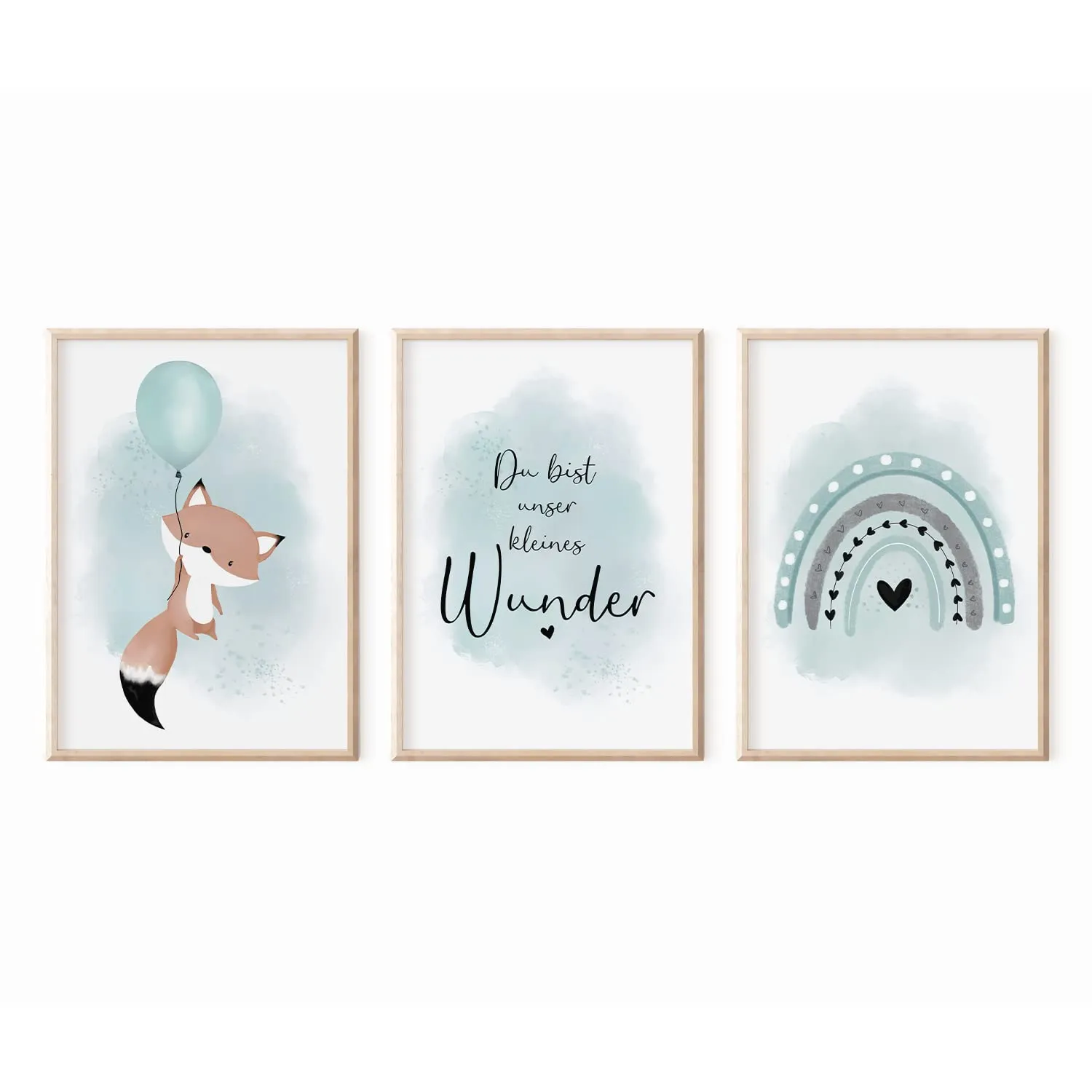 MeinBaby123 Fuchs & Luftballon Poster 3er Set A2 mint