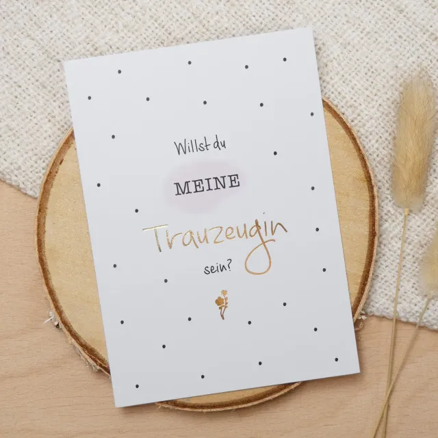 MINTKIND Gold Trauzeugin Postkarte DIN A6 Goldfolie