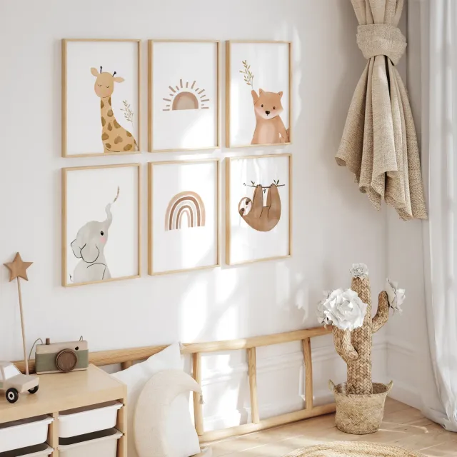 MeinBaby123 Faultier & Freunde Poster 6er Set A4 matt