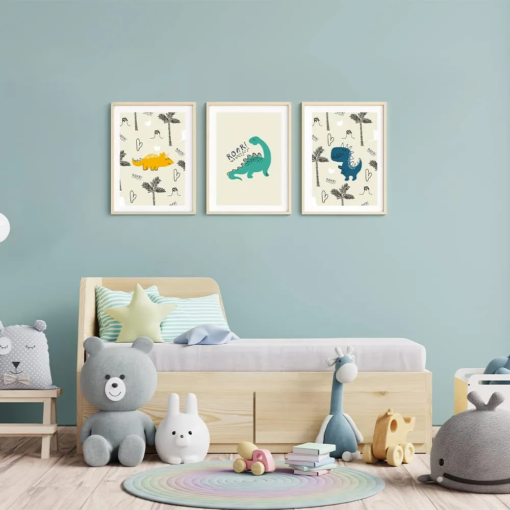MeinBaby123 Dino Kinderzimmerposter 3er Set A4 matt