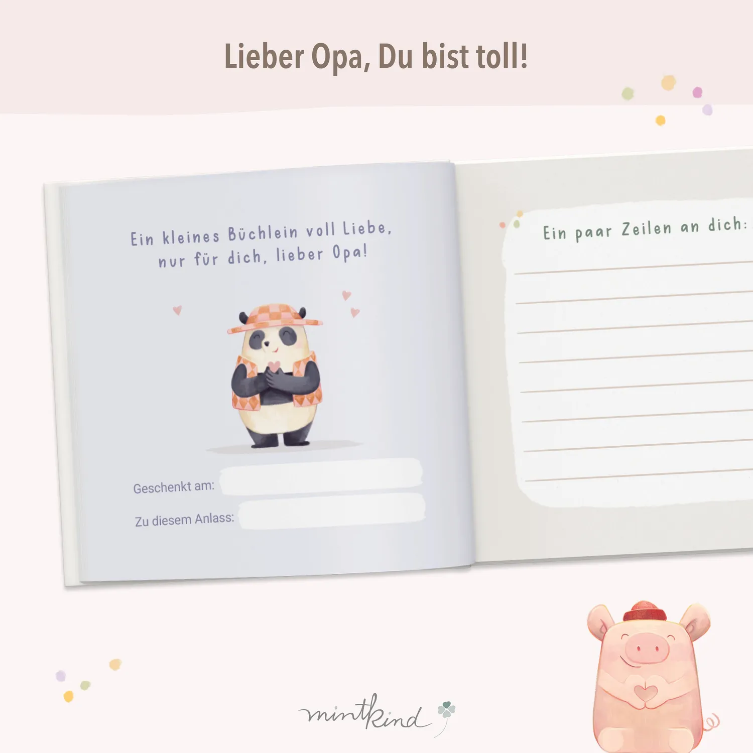 MINTKIND Opa du bist toll Geschenkbuch Ausfüllbuch Enkel
