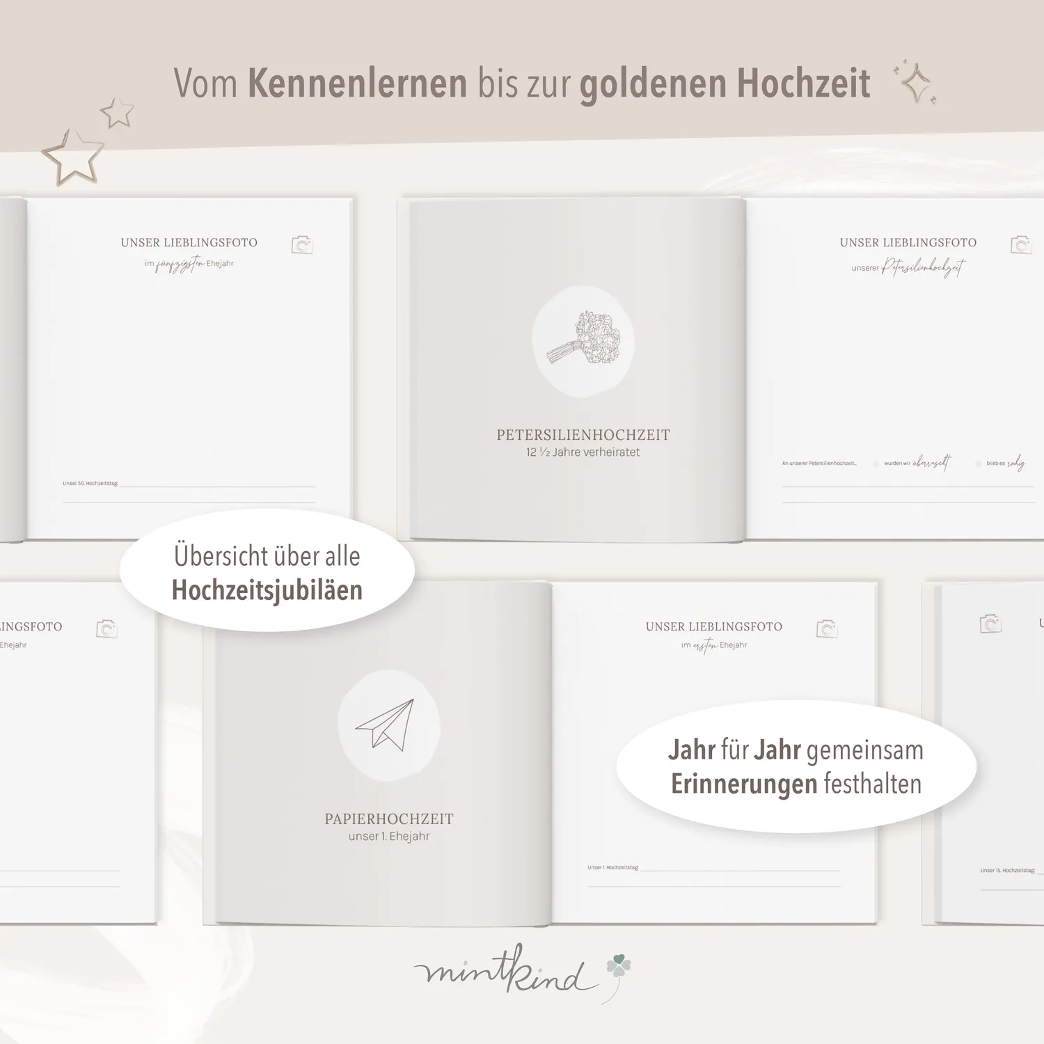 MINTKIND Unser Eheglück Erinnerungsalbum Beige Hochzeit