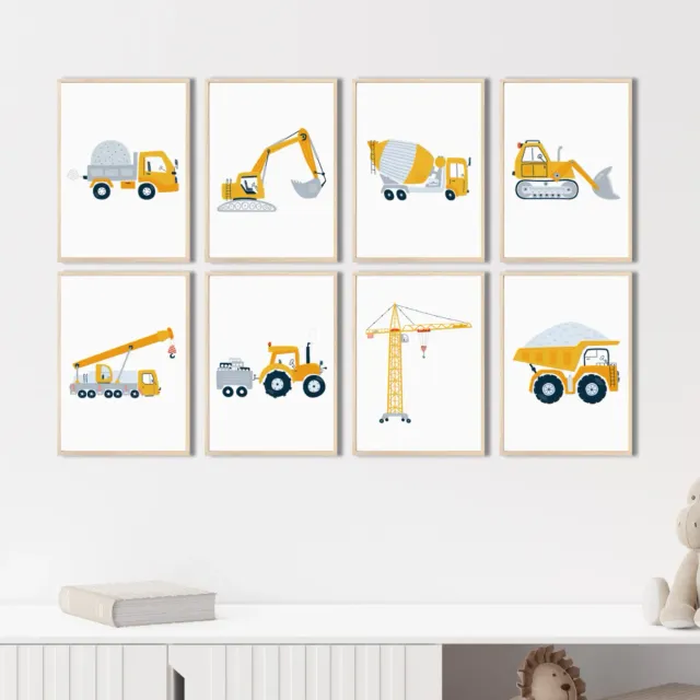 MeinBaby123 Bagger Kinderzimmerposter 8er Set A4 matt