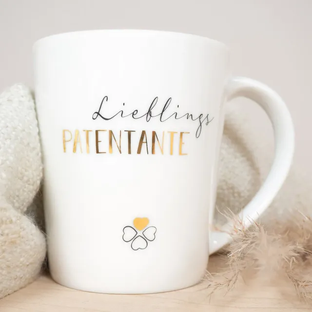 MINTKIND Lieblings Patentante Porzellan Becher 250 ml Echtgold
