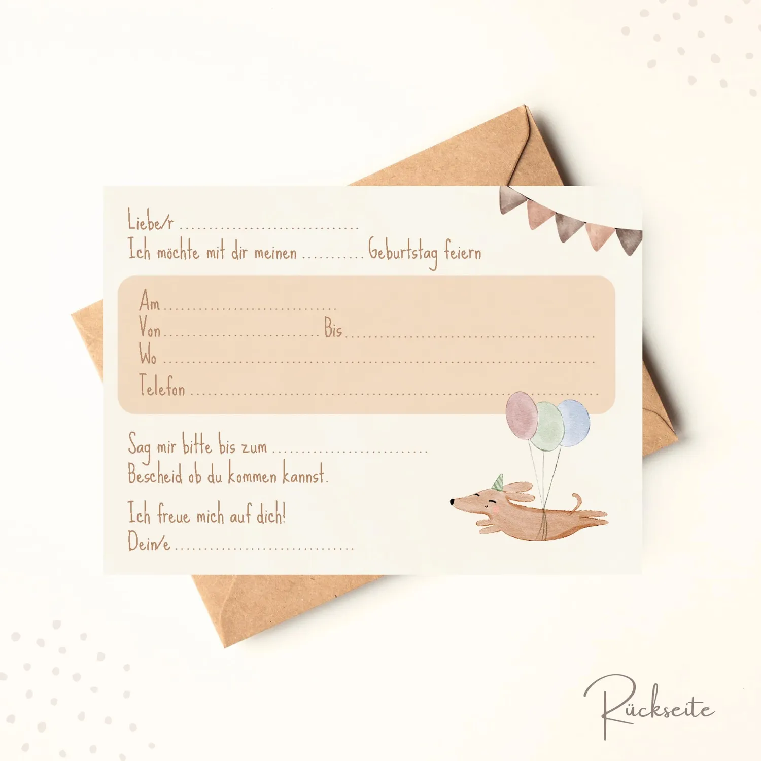 MeinBaby123 Kindergeburtstag Einladungskarten Doodle Boho 10er Umschlag