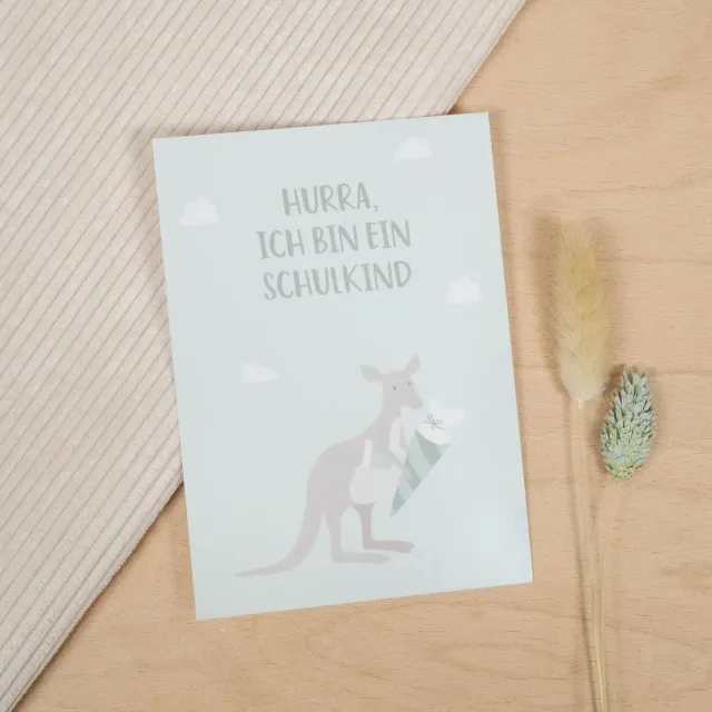 MINTKIND Hurra ich bin ein Schulkind Postkarte A6 Mint