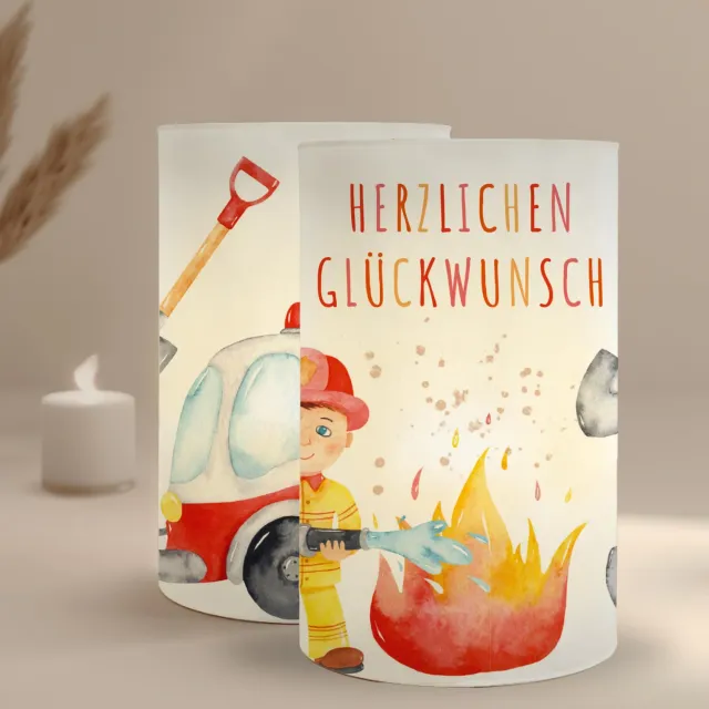 MeinBaby123 Windlicht Tischdeko Feuerwehr 10 Stück