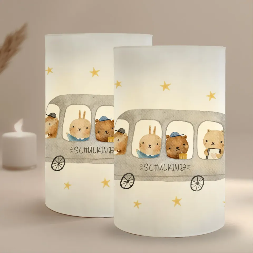 MeinBaby123 Schulbus Windlicht Tischdeko Einschulung 10 Stück
