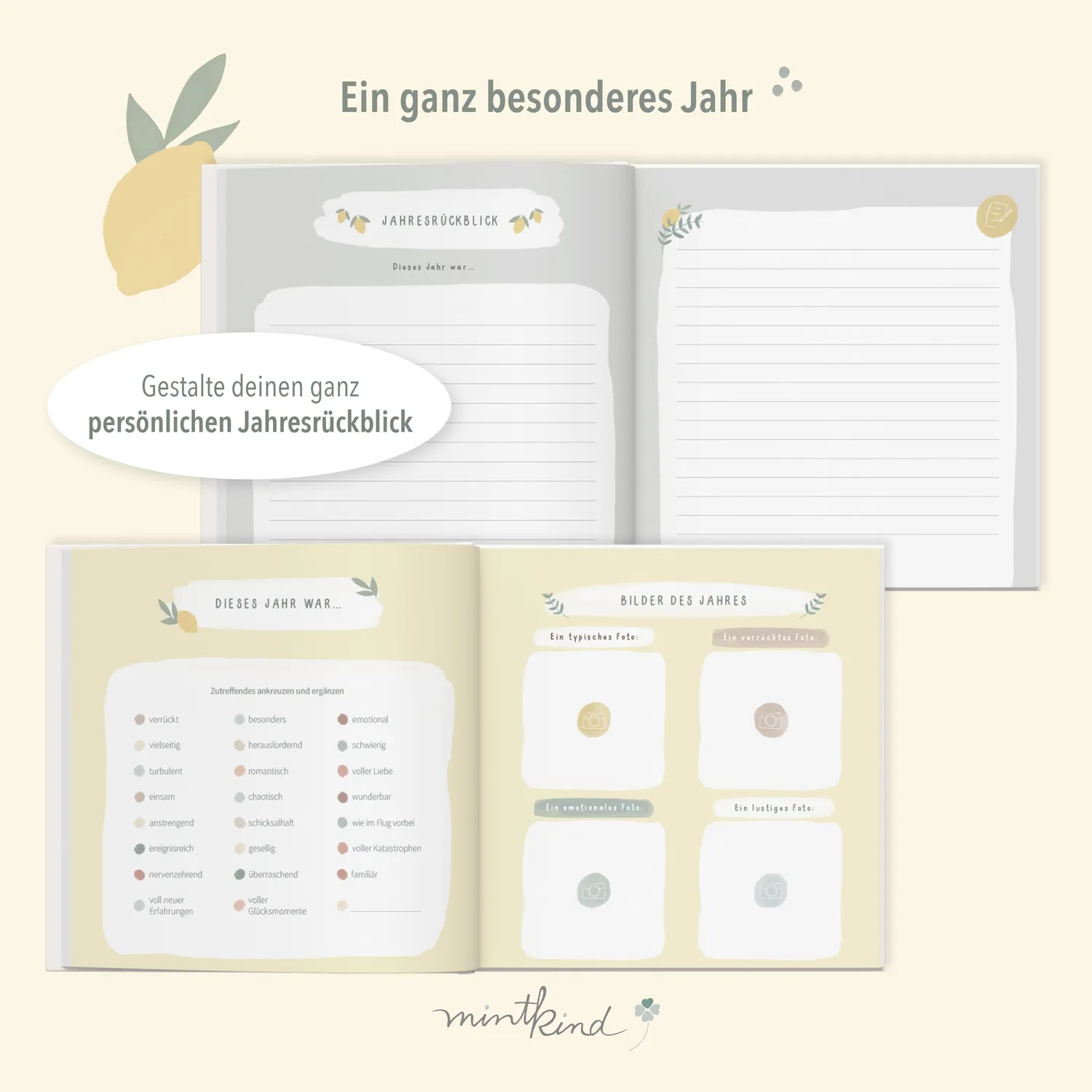 MINTKIND Jahrbuch 2026 Erinnerungsbuch Familie Baby Paar