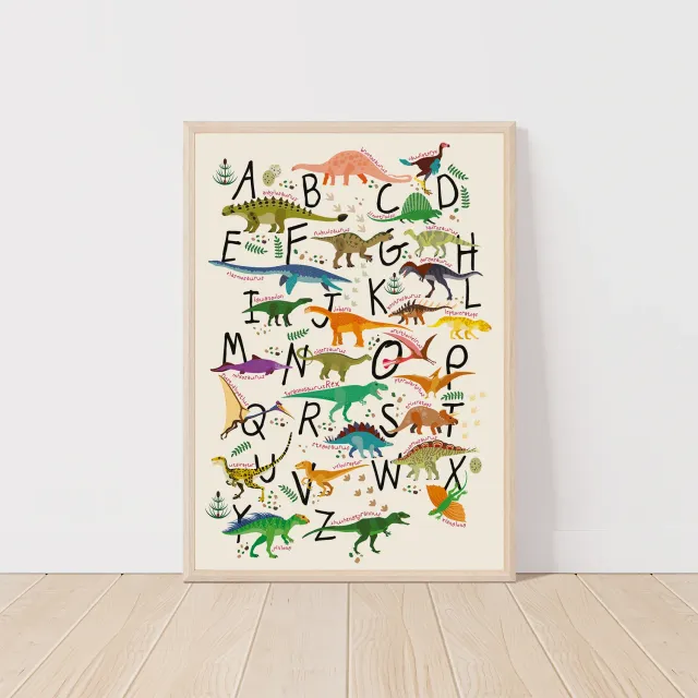 MeinBaby123 Dino ABC Poster A2 Kinderzimmer 300g matt