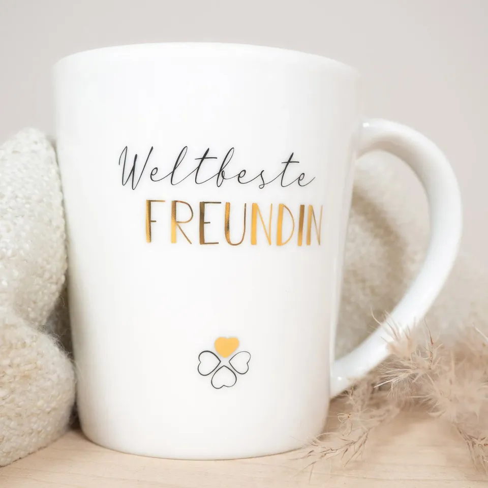 MINTKIND weltbeste Freundin Porzellan-Becher 250 ml Gold