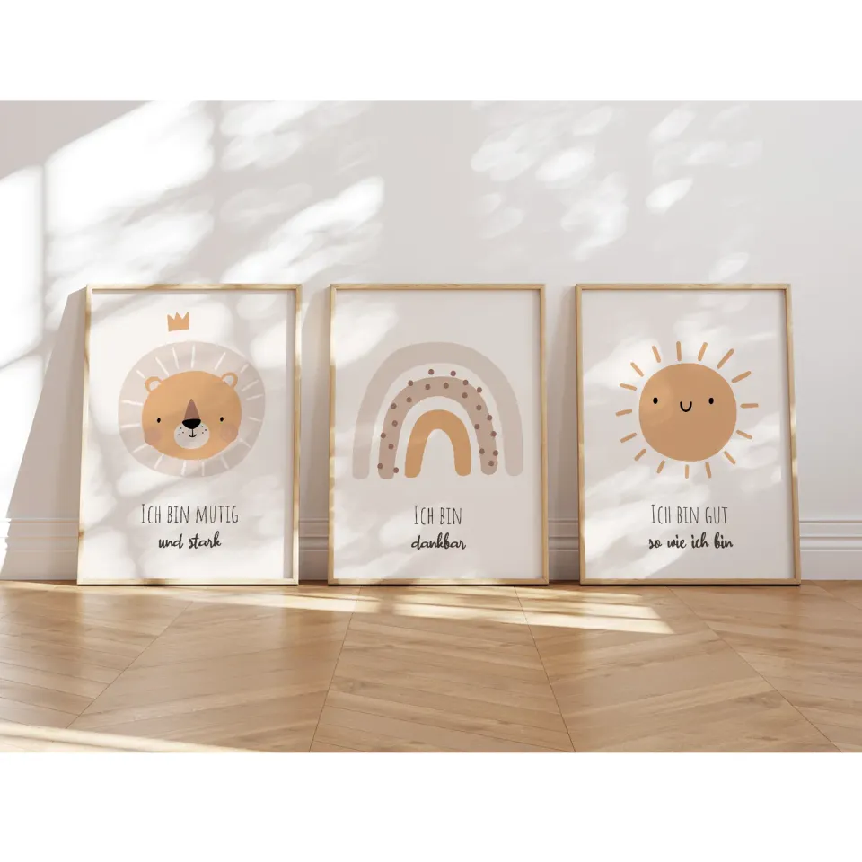 MeinBaby123 Affirmationen Poster 3er Set A4 matt