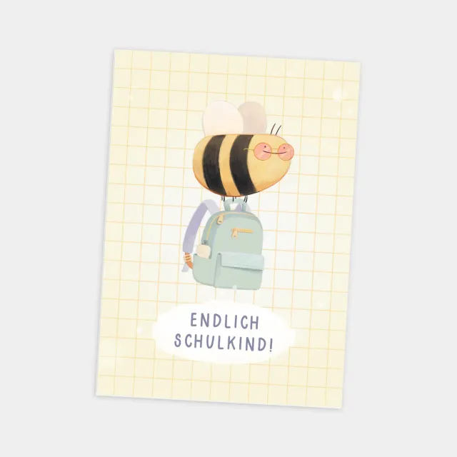 MINTKIND Einschulung Biene Postkarte DIN A6 Schulkind